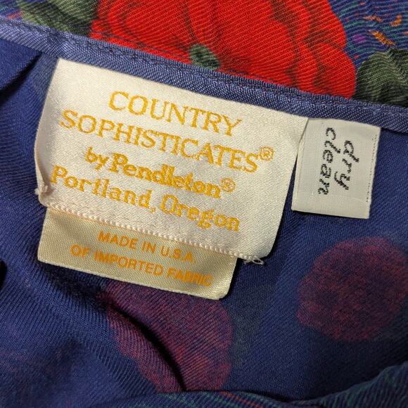 Vintage Country Sophisticates Pendleton Floral Paisley Pleated Skirt Midi Blue - Picture 3 of 3